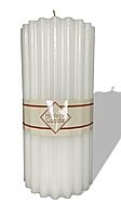 Свічка циліндрична парафінова Premium ребриста 520 г без запаху Біла