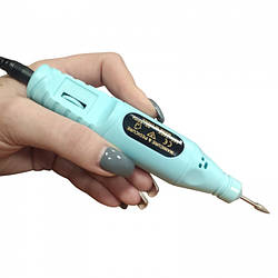 Машинка для манікюру та педикюру фрезер ручка 5 насадок USB Блакитний
