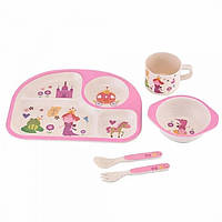 Набор детской посуды из бамбукового волокна Принцесса (розовый), 5 предметов sm