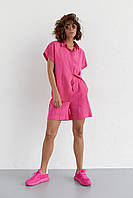 Женский летний костюм шорты и рубашка No.77 fashion - розовый цвет, S (есть размеры) un