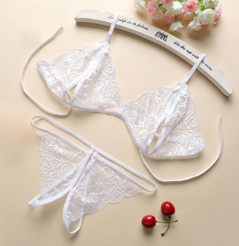 Еротичний комплект білий мереживний, фото 1