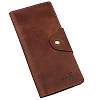 Бумажник мужской вертикальный из винтажной кожи на кнопках SHVIGEL 16181 Коричневый un