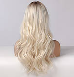 Перука блондинки з затемненими коренями, перука блондинки хвиляста, фото 3