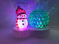 Светодиодный диско шар + Снеговик, светильник новогодний Supretto Led Magic Ball sm