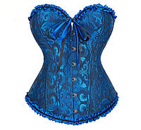Корсет синій на шнурівці, корсет жіночий жакардовий