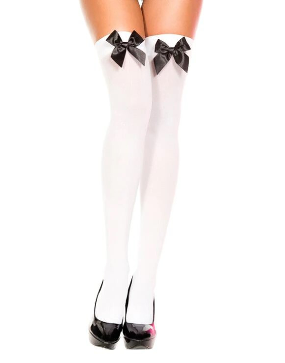 Панчохи білі з чорним бантом, фото 1