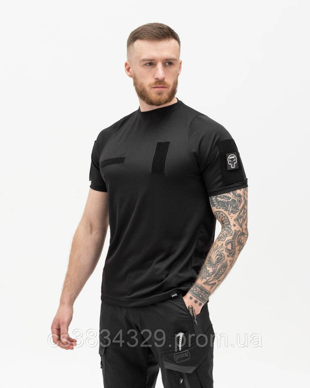 Футболка швидкосохнуча тактична BEZET чорний, одяг тактичний, футболки чоловічі