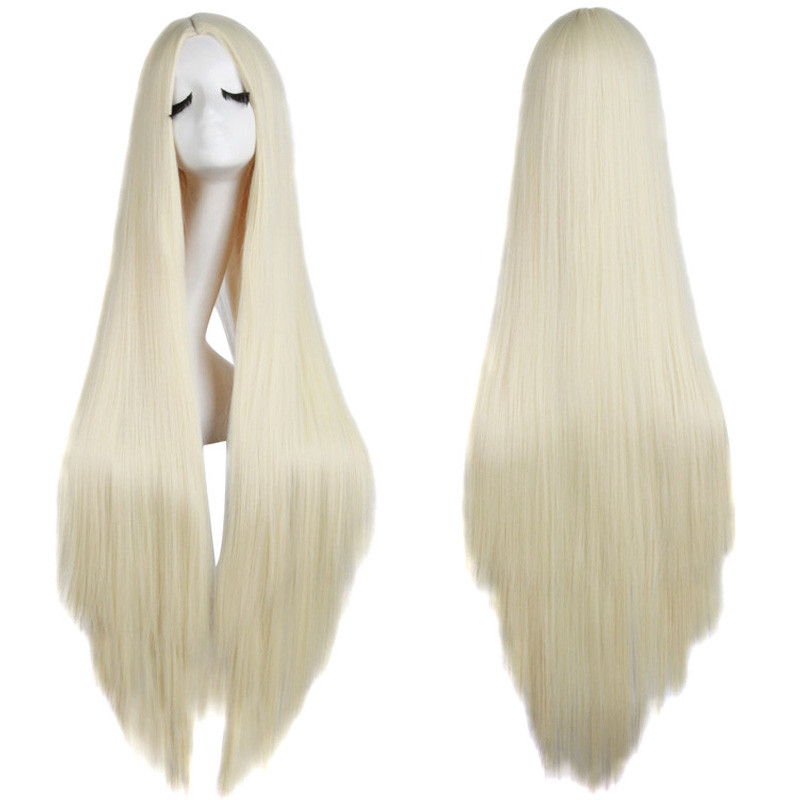 Перука блонд довга 100 см без чубчика, фото 1