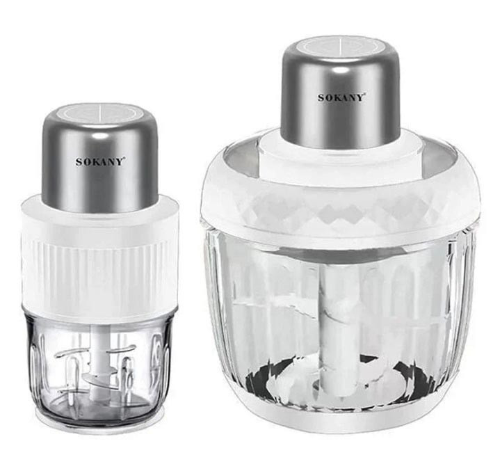 Набір із 2 подрібнювачів Sokany SK-YM-7032 чопер м'ясорубка 3 л і 0,5 л 800 Вт Білий, фото 1