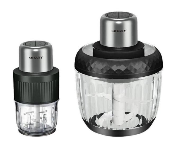 Набір із 2 подрібнювачів Sokany SK-YM-7032 чопер м'ясорубка 3 л і 0,5 л 800 Вт Чорний, фото 1