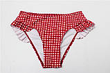 Купальник червоний в клітку, купальник модний, роздільний купальник, купальник червоний з оборкою, фото 3