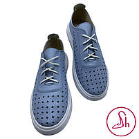 Кеди жіночі шкіряні літні блакитного кольору “Style Shoes”, фото 3