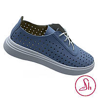 Кеди жіночі шкіряні літні блакитного кольору “Style Shoes”, фото 2
