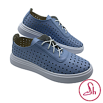 Кеди жіночі шкіряні літні блакитного кольору “Style Shoes”, фото 6