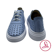 Кеди жіночі шкіряні літні блакитного кольору “Style Shoes”, фото 5