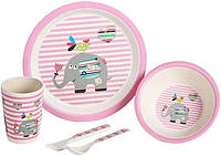 Набор детской посуды из бамбукового волокна Elite Lux 5 приборов Бамбук посуда детская - СЛОН sm