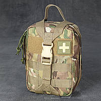 Аптечка військова мультикам армійська тактична швидкознімна, медичний підсумок аптечки на липучці чорного кольору для зсу, кордура