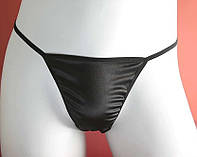 Стринги чоловічі чорні атласні