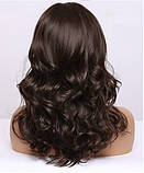Перука коричнева з термоволосся середньої довжини для щоденного користвуання, фото 3