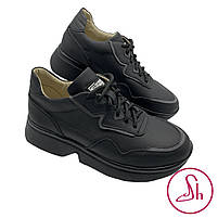 Кросівки жіночі шкіряні чорного кольору з сірими вставками “Style Shoes”, фото 3