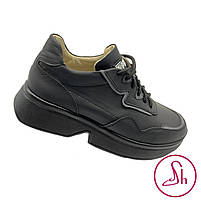 Кросівки жіночі шкіряні чорного кольору з сірими вставками “Style Shoes”, фото 2