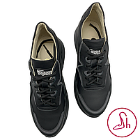 Кросівки жіночі шкіряні чорного кольору з сірими вставками “Style Shoes”, фото 6