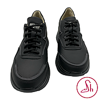 Кросівки жіночі шкіряні чорного кольору з сірими вставками “Style Shoes”, фото 4