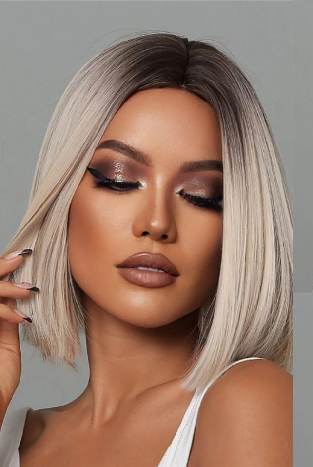 Перука каре білявка без чубчика, фото 1