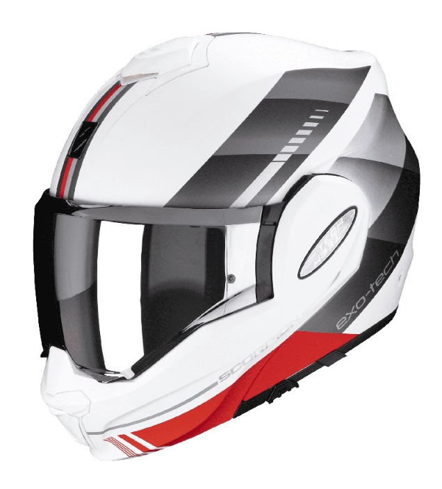 Мотошолом Scorpion Exo-Tech Evo Genre white-silver-red matte