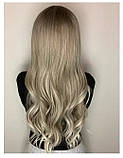 Перука попеляста блонд довга хвиляста без чуба, фото 2