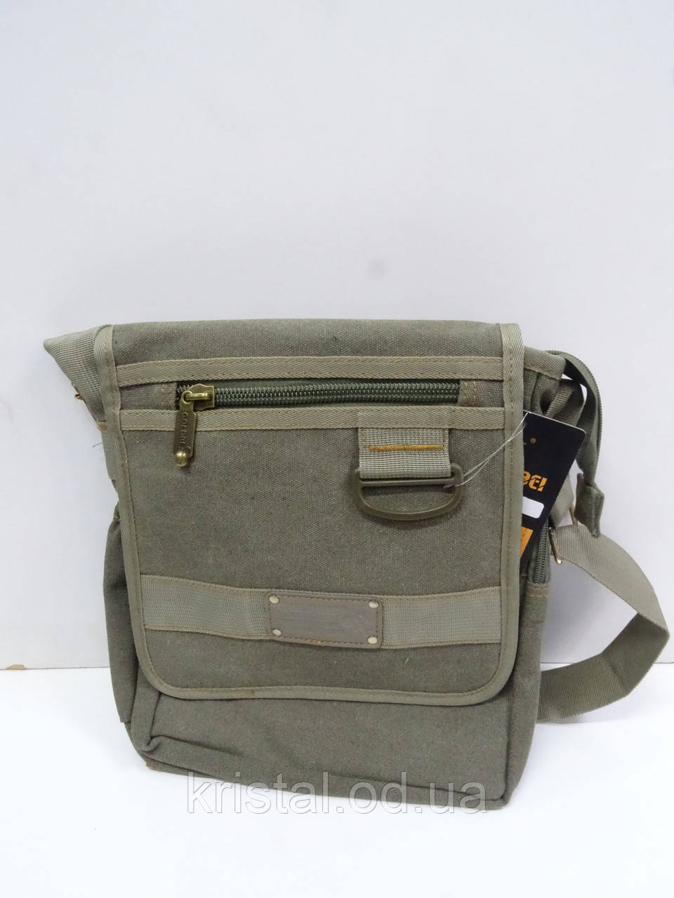 Чоловіча брезентова сумка "поштальйон" гуртом 23*28 см. серії "Goldbe" No10313, фото 1