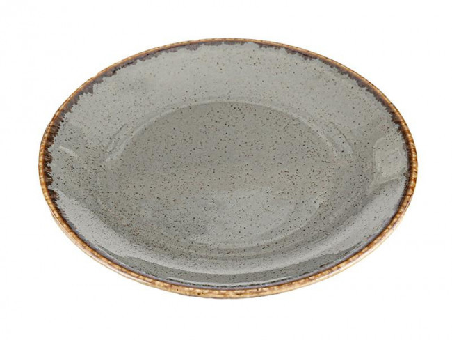 Сіра порцелянова тарілка Porland Dark Grey підставна 28 см (187628/DG)