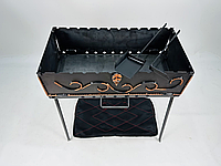 Мангал кованый разборный качественный, шампуры на 12 штук 2 мм, с кочергой и совком