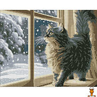 Алмазная мозаика "снегопад за окном" ©art_selena_ua, 40х50см, детская игрушка, от 12 лет, Идейка AMO7801
