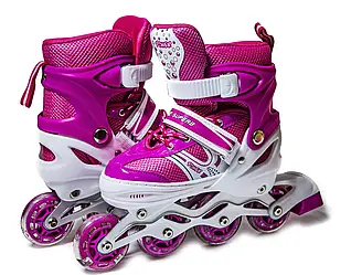 Розсувні роликові ковзани Super Power 805 - М розмір 35-38 рожеві / ролики розсувні