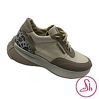 Кросівки жіночі шкіряні бежевого кольору “Style Shoes”, фото 2