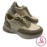 Кросівки жіночі шкіряні бежевого кольору “Style Shoes”, фото 3