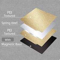 Упругая металлическая двусторонняя пластина PEI-PEI с магнитным основанием для 3д принтеров 235x235 mm