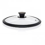 Кришка скляна 26 см FRU-986, Кришка зі скла жароміцна з силіконовим обідком і паровипускачем, фото 6