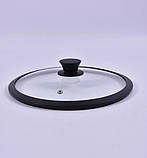 Кришка скляна 26 см FRU-986, Кришка зі скла жароміцна з силіконовим обідком і паровипускачем, фото 10