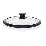 Кришка скляна 28 см FRU-987, Кришка зі скла жароміцна з силіконовим обідком і паровипускачем, фото 2