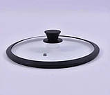 Кришка скляна 28 см FRU-987, Кришка зі скла жароміцна з силіконовим обідком і паровипускачем, фото 8