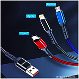 Шнур для моб. CL 971 AWEI 3 in1 Lightning Micro + IP, Кабель для зарядки 3 в 1, фото 3