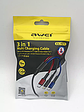 Шнур для моб. CL 971 AWEI 3 in1 Lightning Micro + IP, Кабель для зарядки 3 в 1, фото 7