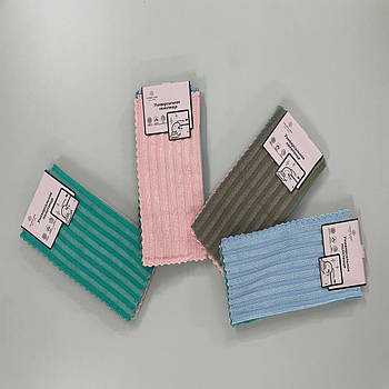 Кухонні серветки з мікрофібри "Скрабер-2", кольори в асортименті 30х30см. (4 шт. в упаковці)