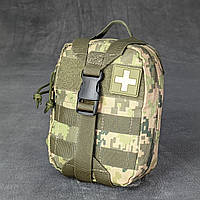 Аптечка військова піксель армійська тактична швидкознімна, медичний підсумок аптечки на липучці укр піксель мм14 для зсу, кордура