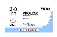 Хирургическая нить Ethicon Пролен (Prolene) 3/0, длина 90 см, две колюче-режущие иглы 16 мм, W8667