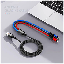 Шнур для моб. CL 971 AWEI 3 in1 Lightning Micro + IP, Кабель для зарядки 3 в 1, фото 4