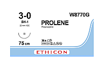 Хирургическая нить Ethicon Пролен (Prolene) 3/0, длина 75 см, кол. игла 22 мм, W8770G