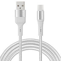 Кабель USB - Type C BRAID 1 метр 3A GB-AC103BK (00735) White sl